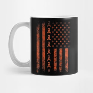 leukemia cancer awareness orange ribbon us flag Mug